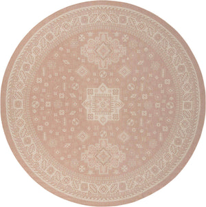Pink 13' 1 x 13' 1 Outdoor Aztec Round Area Rug Weather Resistant for Patio, Deck, Terrace, Balcony, Porch 100% Polypropylene Traditional Carpet Mat for Sale at Rug Engine