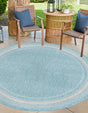 Aquamarine 13' 1 x 13' 1 Outdoor Border Round Area Rug Weather Resistant for Patio, Deck, Terrace, Balcony, Porch 100% Polypropylene Classic Bordered Carpet for Sale at Rug Engine
