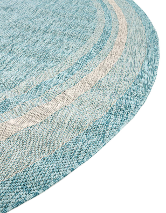 Aquamarine 13' 1 x 13' 1 Outdoor Border Round Area Rug Weather Resistant for Patio, Deck, Terrace, Balcony, Porch 100% Polypropylene Classic Bordered Carpet for Sale at Rug Engine