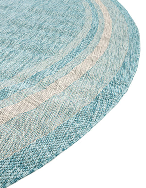 Aquamarine 10' 8 x 10' 8 Outdoor Border Round Area Rug Weather Resistant for Patio, Deck, Terrace, Balcony, Porch 100% Polypropylene Classic Bordered Carpet for Sale at Rug Engine