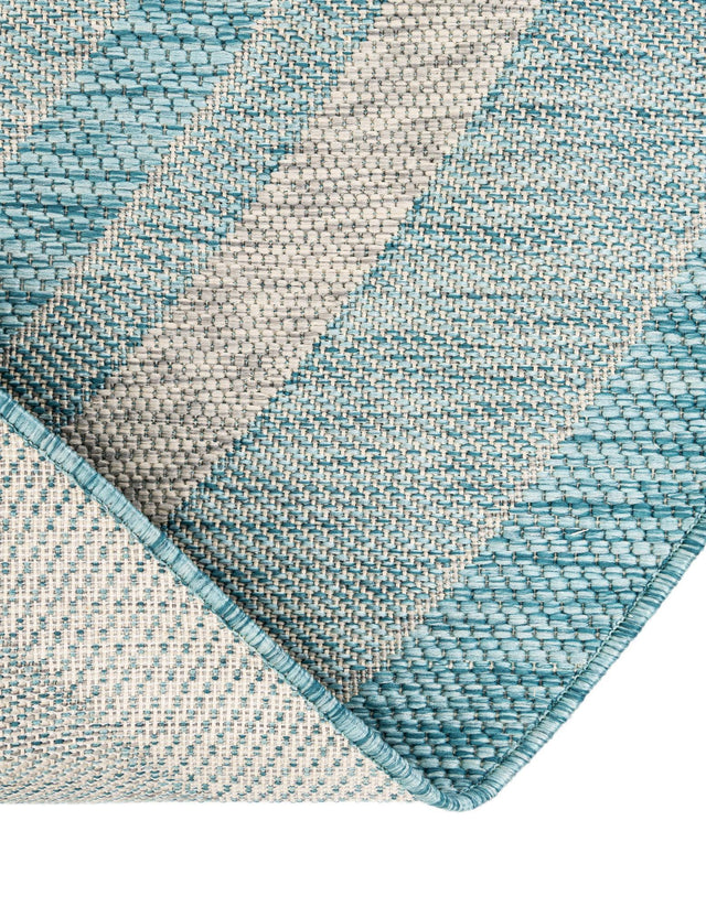 Aquamarine 10' 8 x 10' 8 Outdoor Border Round Area Rug Weather Resistant for Patio, Deck, Terrace, Balcony, Porch 100% Polypropylene Classic Bordered Carpet for Sale at Rug Engine