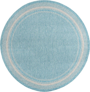 Aquamarine 10' 8 x 10' 8 Outdoor Border Round Area Rug Weather Resistant for Patio, Deck, Terrace, Balcony, Porch 100% Polypropylene Classic Bordered Carpet for Sale at Rug Engine