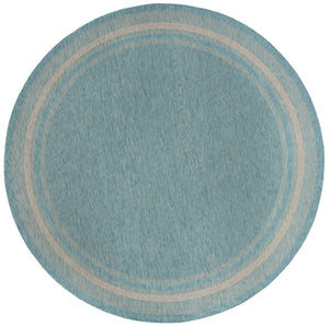 Aquamarine 13' 1 x 13' 1 Outdoor Border Round Area Rug Weather Resistant for Patio, Deck, Terrace, Balcony, Porch 100% Polypropylene Classic Bordered Carpet for Sale at Rug Engine