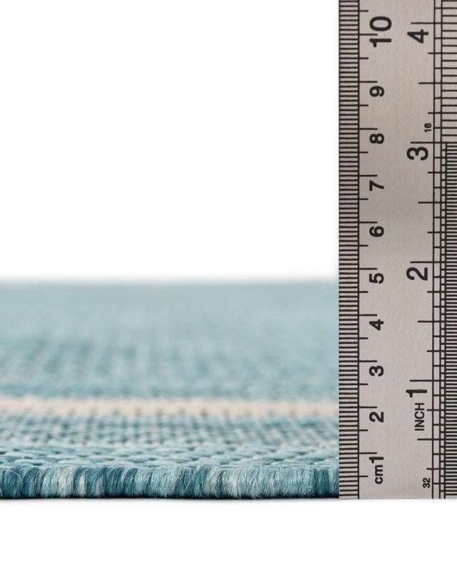 Aquamarine 13' 1 x 13' 1 Outdoor Border Square Area Rug Weather Resistant for Patio, Deck, Terrace, Balcony, Porch 100% Polypropylene Classic Bordered Carpet for Sale at Rug Engine
