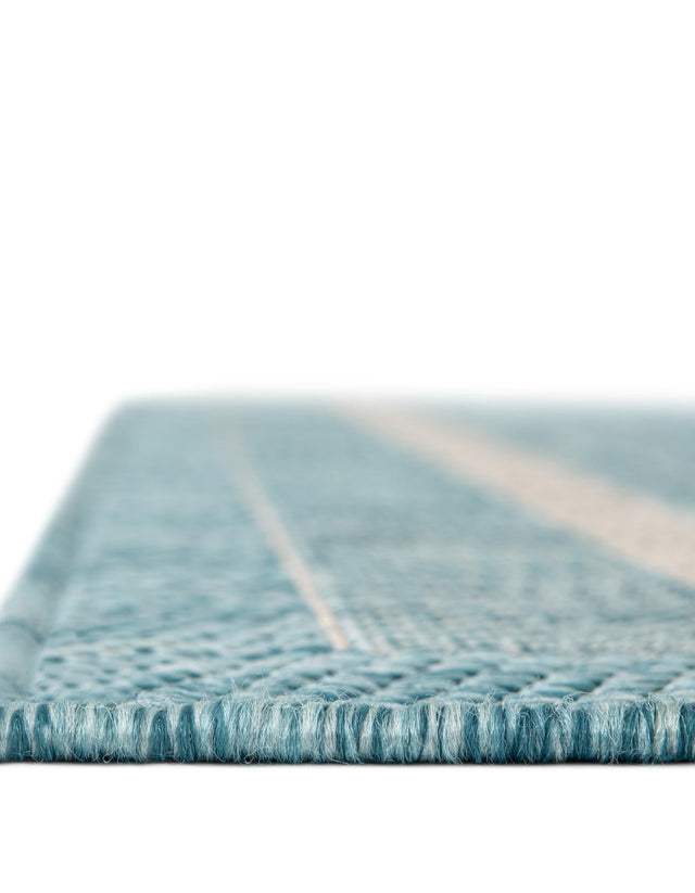 Aquamarine 13' 1 x 13' 1 Outdoor Border Square Area Rug Weather Resistant for Patio, Deck, Terrace, Balcony, Porch 100% Polypropylene Classic Bordered Carpet for Sale at Rug Engine