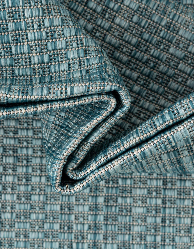 Aquamarine 13' 1 x 13' 1 Outdoor Border Square Area Rug Weather Resistant for Patio, Deck, Terrace, Balcony, Porch 100% Polypropylene Classic Bordered Carpet for Sale at Rug Engine