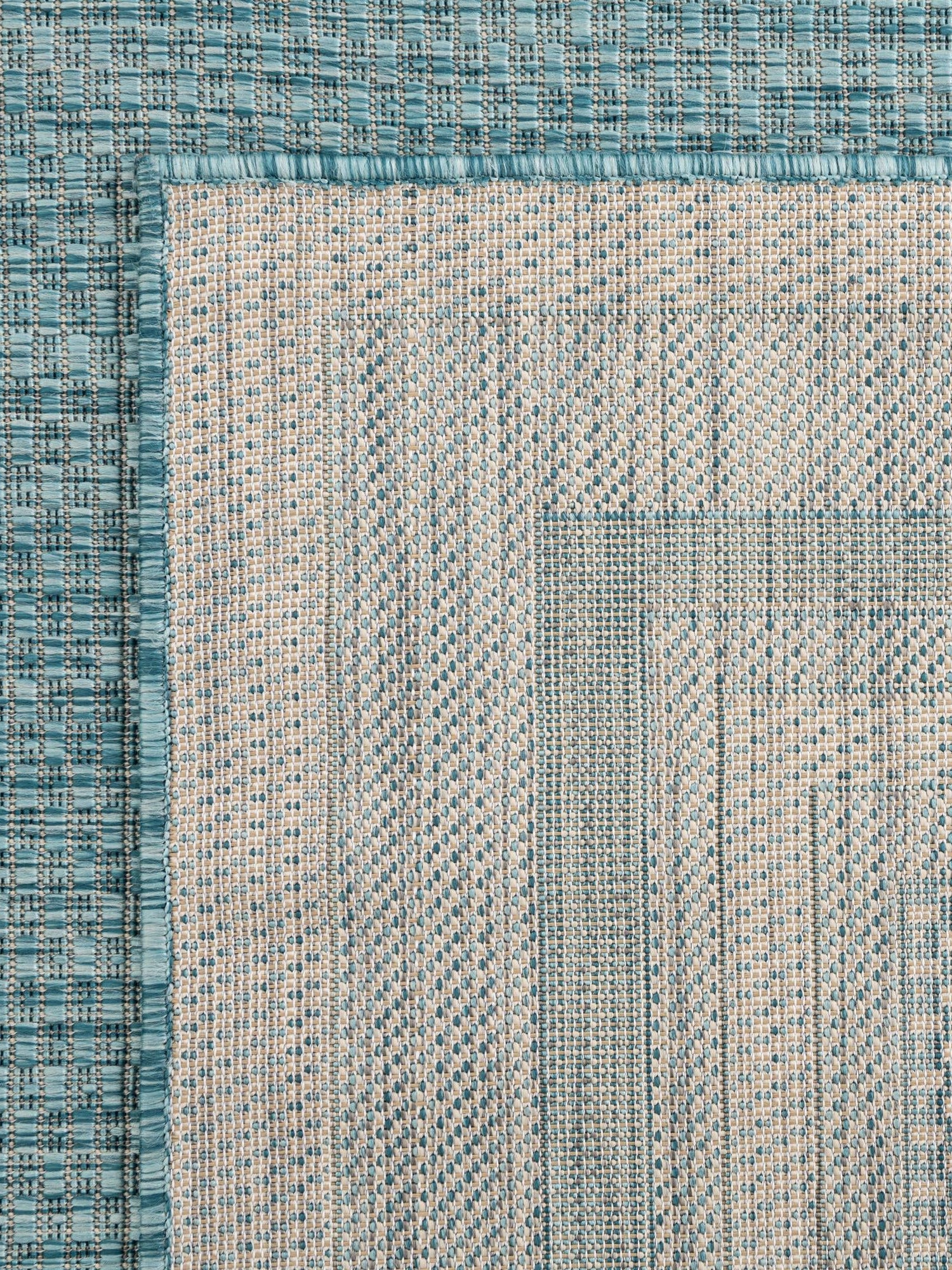 Aquamarine 13' 1 x 13' 1 Outdoor Border Square Area Rug Weather Resistant for Patio, Deck, Terrace, Balcony, Porch 100% Polypropylene Classic Bordered Carpet for Sale at Rug Engine