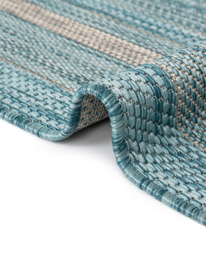 Aquamarine 13' 1 x 13' 1 Outdoor Border Square Area Rug Weather Resistant for Patio, Deck, Terrace, Balcony, Porch 100% Polypropylene Classic Bordered Carpet for Sale at Rug Engine