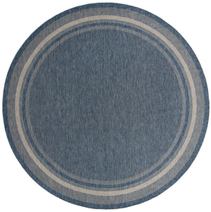 Blue 13' 1 x 13' 1 Outdoor Border Round Area Rug Weather Resistant for Patio, Deck, Terrace, Balcony, Porch 100% Polypropylene Classic Bordered Carpet for Sale at Rug Engine
