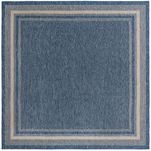 Blue 13' 1 x 13' 1 Outdoor Border Square Area Rug Weather Resistant for Patio, Deck, Terrace, Balcony, Porch 100% Polypropylene Classic Bordered Carpet for Sale at Rug Engine