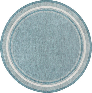 Teal 13' 1 x 13' 1 Outdoor Border Round Area Rug Weather Resistant for Patio, Deck, Terrace, Balcony, Porch 100% Polypropylene Classic Bordered Carpet for Sale at Rug Engine