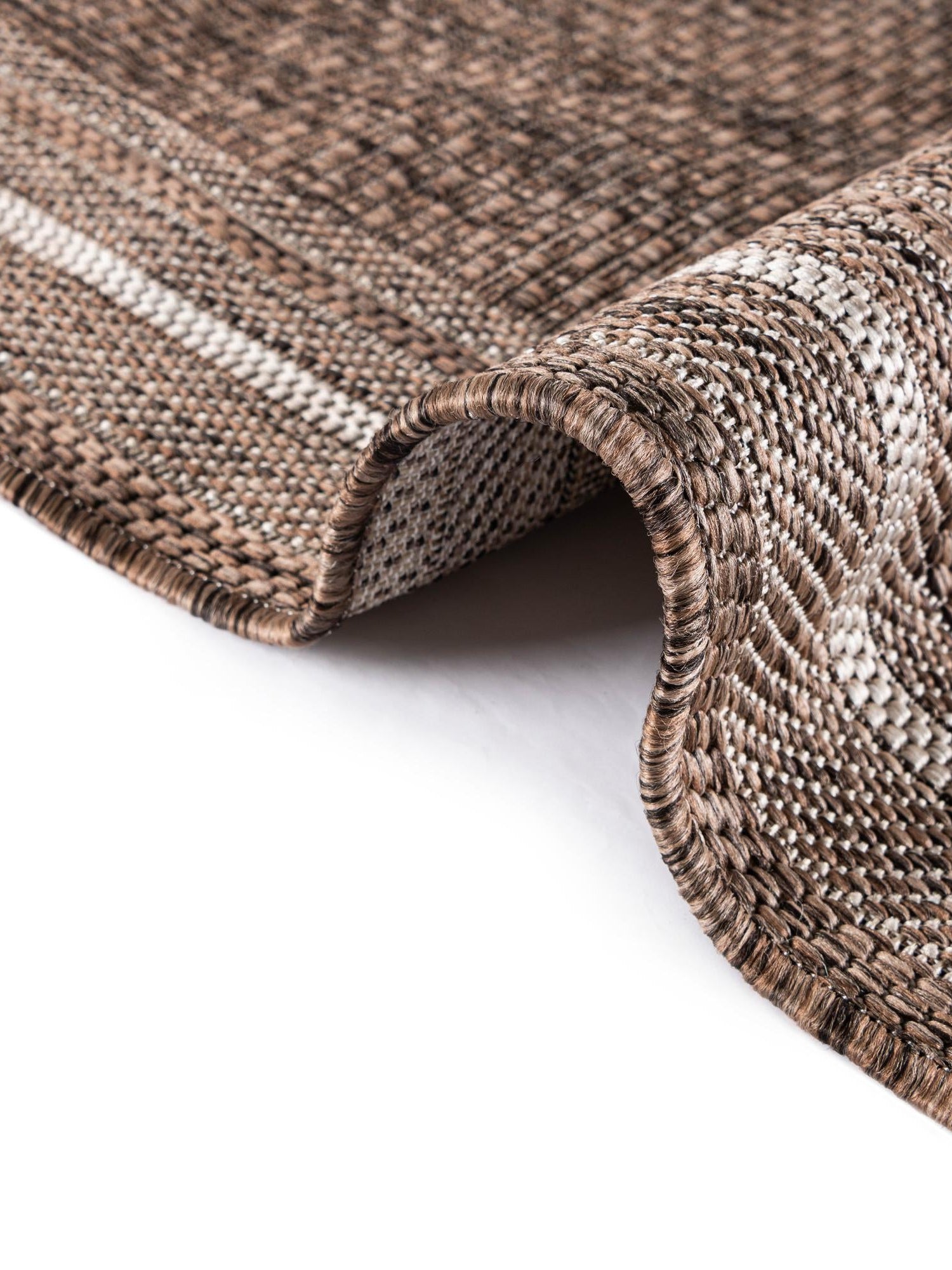 Brown 6' 1 x 6' 1 Outdoor Border Round Area Rug Weather Resistant for Patio, Deck, Terrace, Balcony, Porch 100% Polypropylene Classic Bordered Carpet for Sale at Rug Engine