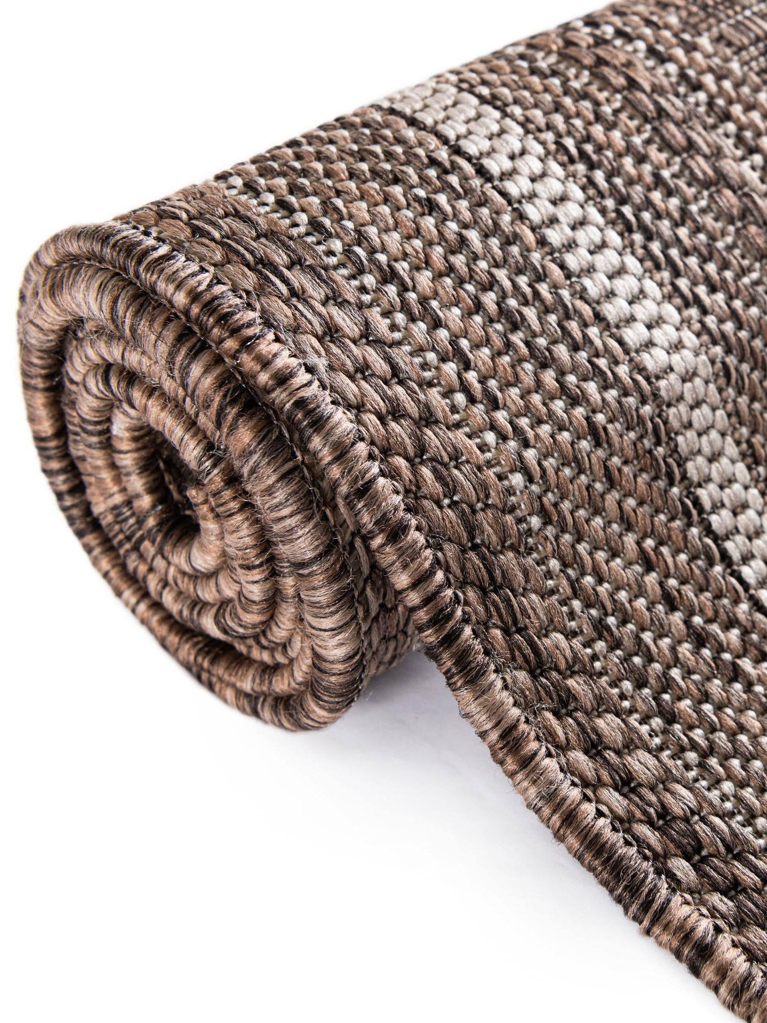 Brown 7' 10 x 7' 10 Outdoor Border Round Area Rug Weather Resistant for Patio, Deck, Terrace, Balcony, Porch 100% Polypropylene Classic Bordered Carpet for Sale at Rug Engine