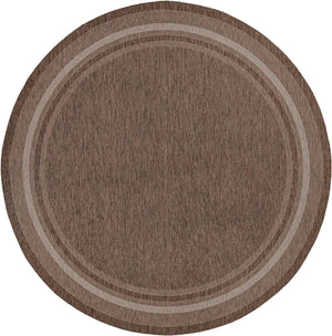 Brown 13' 1 x 13' 1 Outdoor Border Round Area Rug Weather Resistant for Patio, Deck, Terrace, Balcony, Porch 100% Polypropylene Classic Bordered Carpet for Sale at Rug Engine