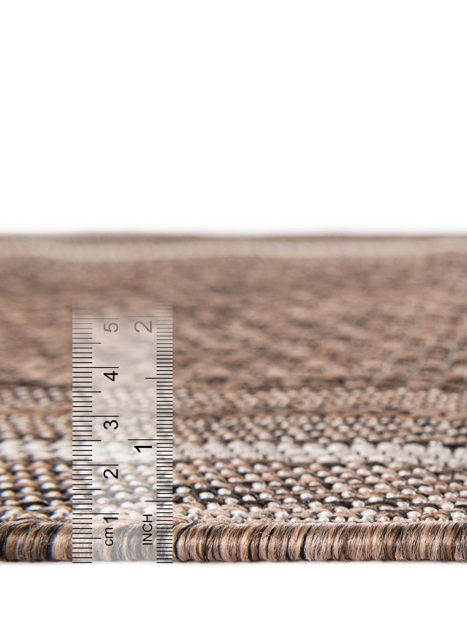 Brown 10' x 10' Outdoor Border Square Area Rug Weather Resistant for Patio, Deck, Terrace, Balcony, Porch 100% Polypropylene Classic Bordered Carpet for Sale at Rug Engine
