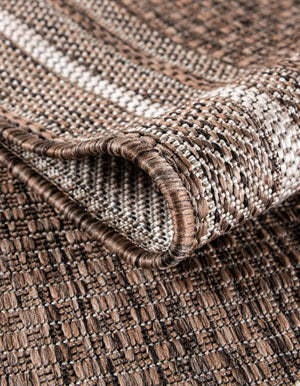 Brown 10' x 10' Outdoor Border Square Rug