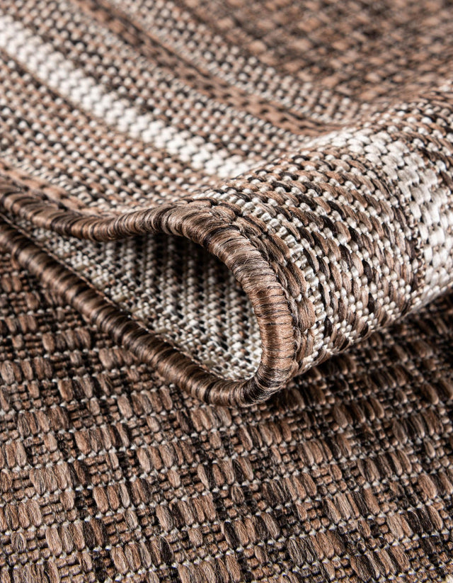 Brown 10' x 10' Outdoor Border Square Rug