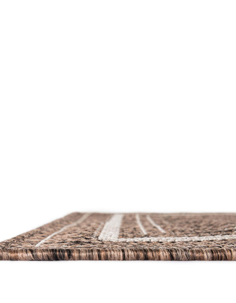 Brown 7' 10 x 7' 10 Outdoor Border Square Area Rug Weather Resistant for Patio, Deck, Terrace, Balcony, Porch 100% Polypropylene Classic Bordered Carpet for Sale at Rug Engine