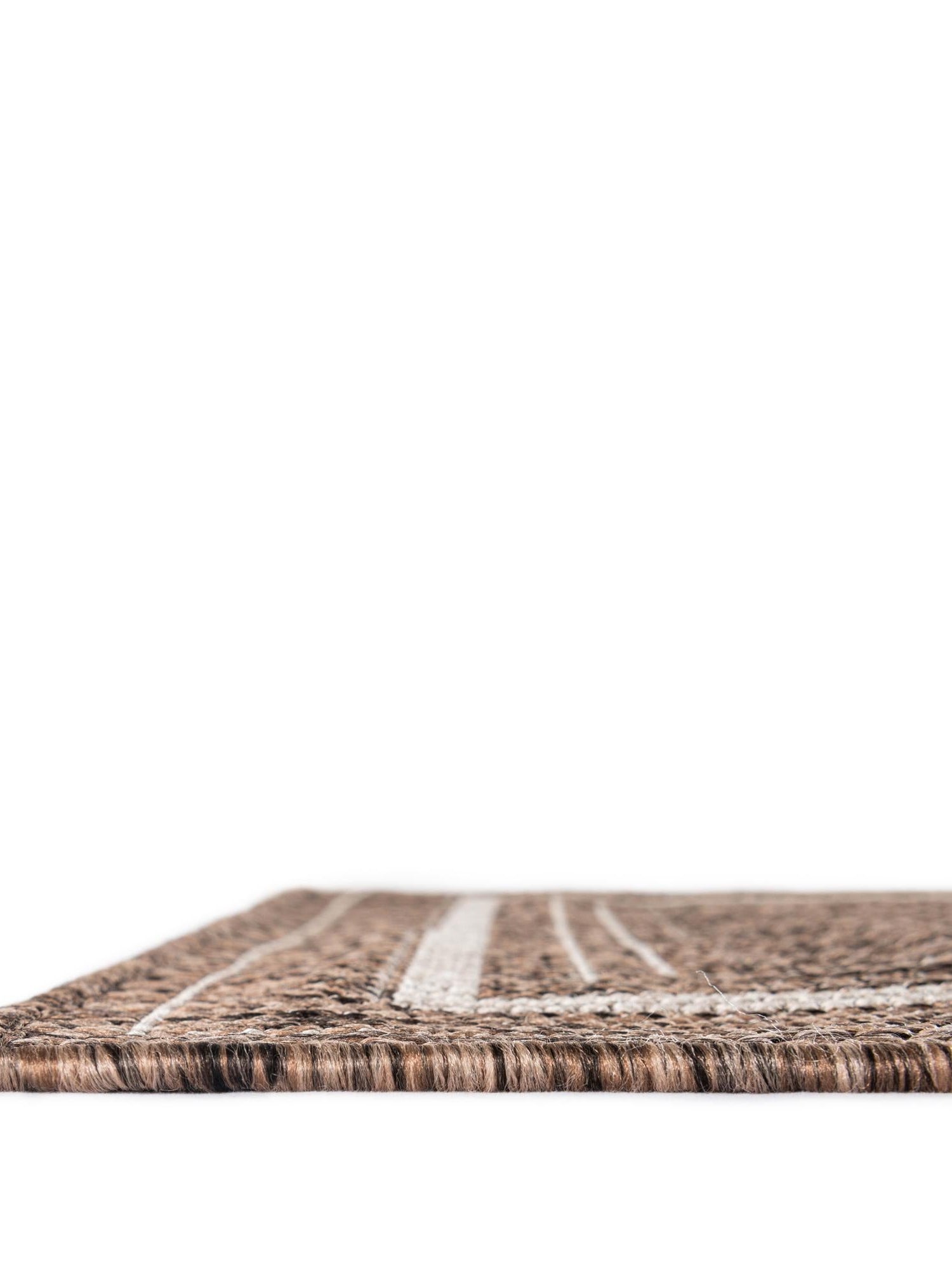 Brown 10' x 10' Outdoor Border Square Area Rug Weather Resistant for Patio, Deck, Terrace, Balcony, Porch 100% Polypropylene Classic Bordered Carpet for Sale at Rug Engine