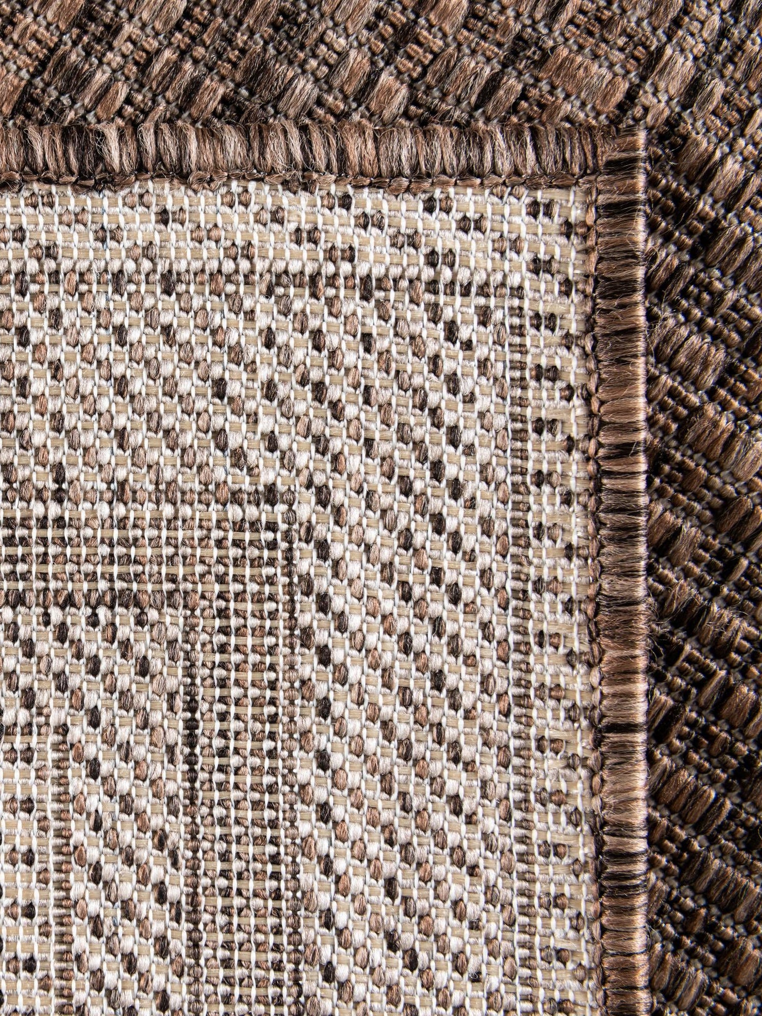 Brown 13' 1 x 13' 1 Outdoor Border Square Area Rug Weather Resistant for Patio, Deck, Terrace, Balcony, Porch 100% Polypropylene Classic Bordered Carpet for Sale at Rug Engine