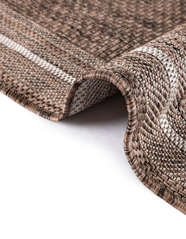 Brown 8' x 8' Outdoor Border Square Rug