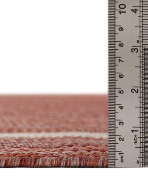Rust Red 10' x 10' Outdoor Border Round Area Rug Weather Resistant for Patio, Deck, Terrace, Balcony, Porch 100% Polypropylene Classic Bordered Carpet for Sale at Rug Engine