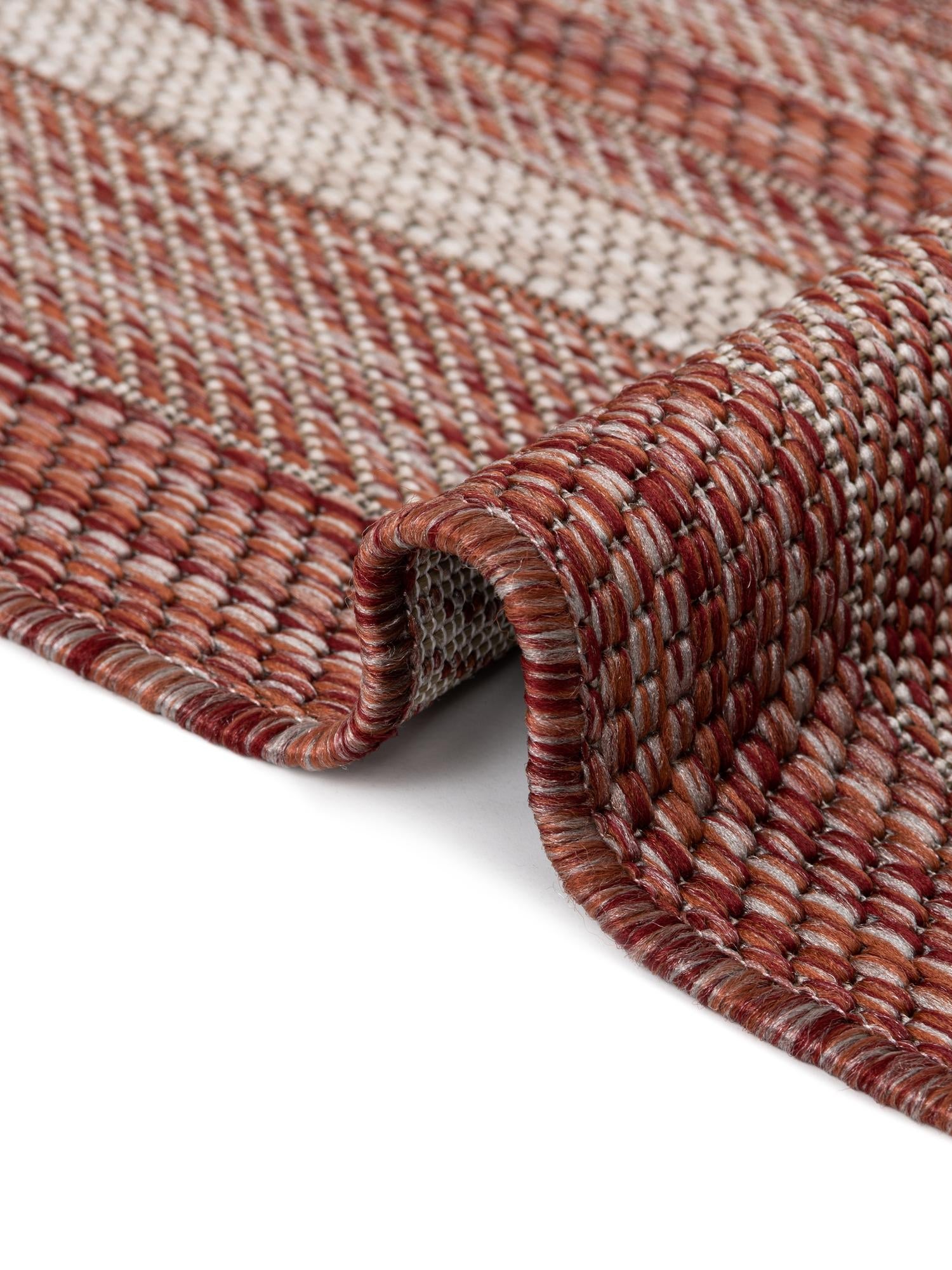 Rust Red 13' 1 x 13' 1 Outdoor Border Round Area Rug Weather Resistant for Patio, Deck, Terrace, Balcony, Porch 100% Polypropylene Classic Bordered Carpet for Sale at Rug Engine