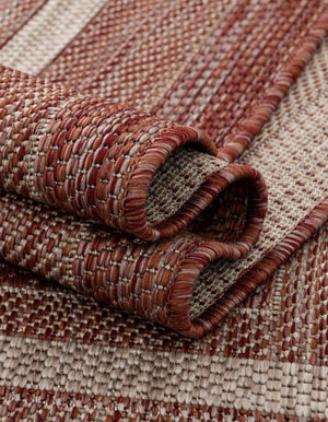 Rust Red 6' 1 x 6' 1 Outdoor Border Round Area Rug Weather Resistant for Patio, Deck, Terrace, Balcony, Porch 100% Polypropylene Classic Bordered Carpet for Sale at Rug Engine