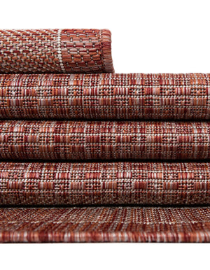 Rust Red 13' 1 x 13' 1 Outdoor Border Round Area Rug Weather Resistant for Patio, Deck, Terrace, Balcony, Porch 100% Polypropylene Classic Bordered Carpet for Sale at Rug Engine