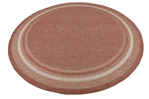 Rust Red 13' 1 x 13' 1 Outdoor Border Round Area Rug Weather Resistant for Patio, Deck, Terrace, Balcony, Porch 100% Polypropylene Classic Bordered Carpet for Sale at Rug Engine