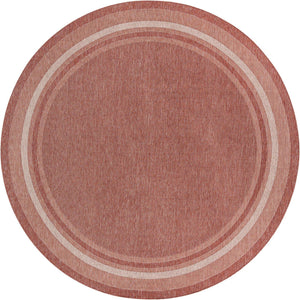 Rust Red 13' 1 x 13' 1 Outdoor Border Round Area Rug Weather Resistant for Patio, Deck, Terrace, Balcony, Porch 100% Polypropylene Classic Bordered Carpet for Sale at Rug Engine