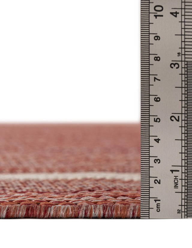 Rust Red 13' 1 x 13' 1 Outdoor Border Square Area Rug Weather Resistant for Patio, Deck, Terrace, Balcony, Porch 100% Polypropylene Classic Bordered Carpet for Sale at Rug Engine