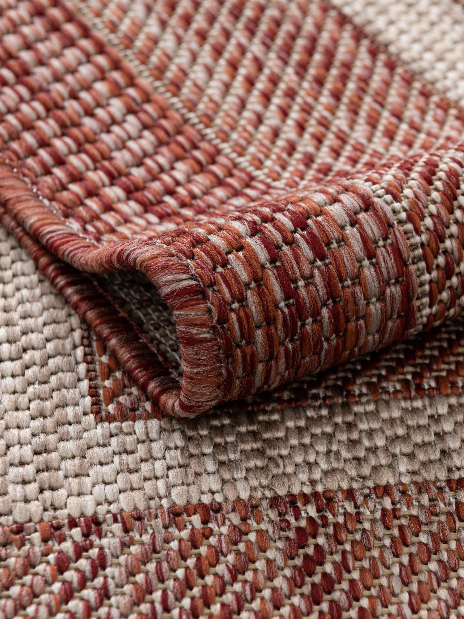 Rust Red 13' 1 x 13' 1 Outdoor Border Square Area Rug Weather Resistant for Patio, Deck, Terrace, Balcony, Porch 100% Polypropylene Classic Bordered Carpet for Sale at Rug Engine