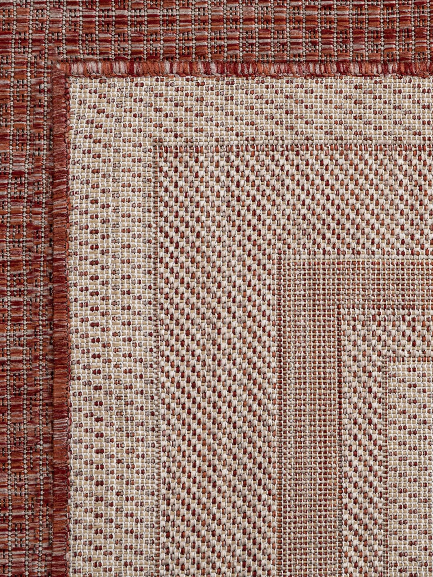 Rust Red 7' 10 x 7' 10 Outdoor Border Square Area Rug Weather Resistant for Patio, Deck, Terrace, Balcony, Porch 100% Polypropylene Classic Bordered Carpet for Sale at Rug Engine