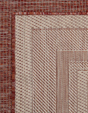 Rust Red 7' 10 x 7' 10 Outdoor Border Square Area Rug Weather Resistant for Patio, Deck, Terrace, Balcony, Porch 100% Polypropylene Classic Bordered Carpet for Sale at Rug Engine