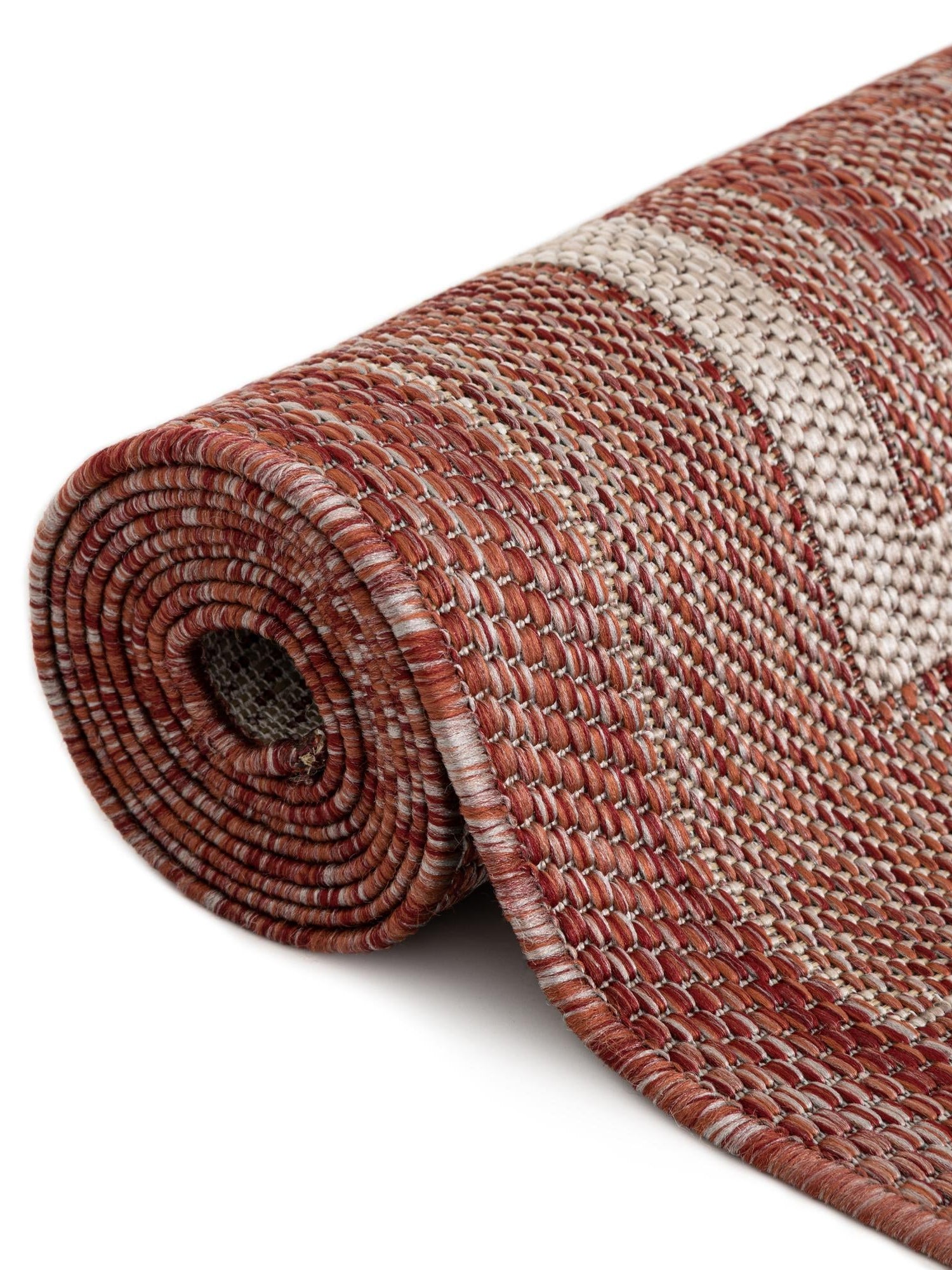 Rust Red 7' 10 x 7' 10 Outdoor Border Square Area Rug Weather Resistant for Patio, Deck, Terrace, Balcony, Porch 100% Polypropylene Classic Bordered Carpet for Sale at Rug Engine