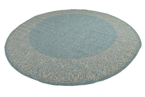 Aqua 13' 1 x 13' 1 Outdoor Border Round Area Rug Weather Resistant for Patio, Deck, Terrace, Balcony, Porch 100% Polypropylene Classic Bordered Carpet for Sale at Rug Engine