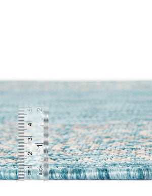 Aqua 10' 8 x 10' 8 Outdoor Border Square Area Rug Weather Resistant for Patio, Deck, Terrace, Balcony, Porch 100% Polypropylene Classic Bordered Carpet for Sale at Rug Engine