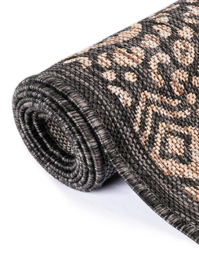 Charcoal Gray 10' 8 x 10' 8 Outdoor Border Square Area Rug Weather Resistant for Patio, Deck, Terrace, Balcony, Porch 100% Polypropylene Classic Bordered Carpet for Sale at Rug Engine