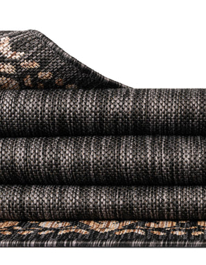 Charcoal Gray 10' 8 x 10' 8 Outdoor Border Square Area Rug Weather Resistant for Patio, Deck, Terrace, Balcony, Porch 100% Polypropylene Classic Bordered Carpet for Sale at Rug Engine