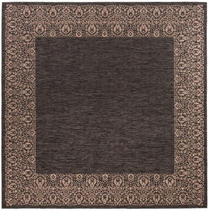 Charcoal Gray 10' 8 x 10' 8 Outdoor Border Square Area Rug Weather Resistant for Patio, Deck, Terrace, Balcony, Porch 100% Polypropylene Classic Bordered Carpet for Sale at Rug Engine