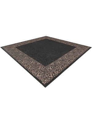 Charcoal Gray 13' 1 x 13' 1 Outdoor Border Square Rug