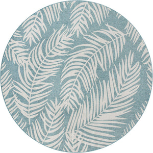 Light Aqua 13' 1 x 13' 1 Outdoor Botanical Round Area Rug Weather Resistant for Patio, Deck, Terrace, Balcony, Porch Polypropylene Garden Floral Tropical Carpet for Sale at Rug Engine