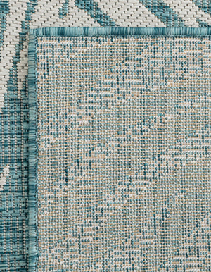 Light Aqua 13' 1 x 13' 1 Outdoor Botanical Square Area Rug Weather Resistant for Patio, Deck, Terrace, Balcony, Porch Polypropylene Garden Floral Tropical Carpet for Sale at Rug Engine