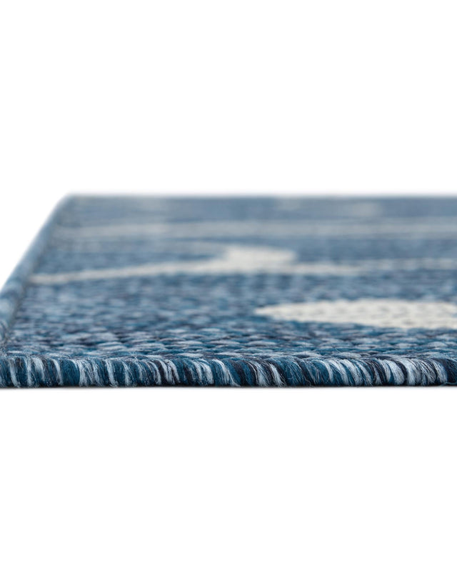 Blue 13' 1 x 13' 1 Outdoor Botanical Square Area Rug Weather Resistant for Patio, Deck, Terrace, Balcony, Porch Polypropylene Garden Floral Tropical Carpet for Sale at Rug Engine