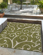 Green 13' 1 x 13' 1 Outdoor Botanical Square Area Rug Weather Resistant for Patio, Deck, Terrace, Balcony, Porch Polypropylene Garden Floral Tropical Carpet for Sale at Rug Engine