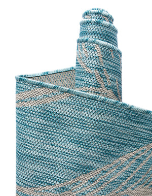 Light Aqua 13' 1 x 13' 1 Outdoor Botanical Square Area Rug Weather Resistant for Patio, Deck, Terrace, Balcony, Porch Polypropylene Garden Floral Tropical Carpet for Sale at Rug Engine