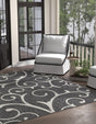 Charcoal Gray 10' 8 x 10' 8 Outdoor Botanical Square Area Rug Weather Resistant for Patio, Deck, Terrace, Balcony, Porch Polypropylene Garden Floral Tropical Carpet for Sale at Rug Engine
