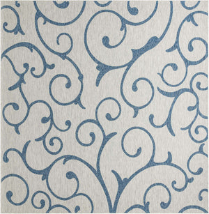 Gray 13' 1 x 13' 1 Outdoor Botanical Square Area Rug Weather Resistant for Patio, Deck, Terrace, Balcony, Porch Polypropylene Garden Floral Tropical Carpet for Sale at Rug Engine
