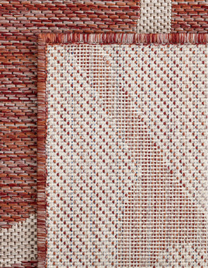 Rust Red 10' 8 x 10' 8 Outdoor Botanical Square Area Rug Weather Resistant for Patio, Deck, Terrace, Balcony, Porch Polypropylene Garden Floral Tropical Carpet for Sale at Rug Engine